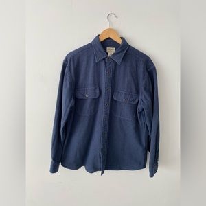 Vintage LL Bean Heavyweight Chore Shirt - Blue Stripe - Medium.